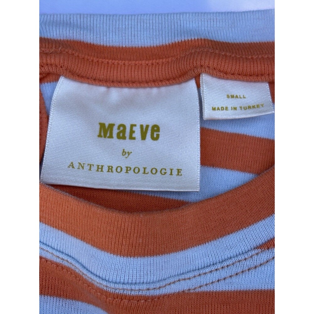 Maeve by Anthropologie Orange/Grey Slvless Crop Top Striped Keyhole Button Back - Picture 3 of 5